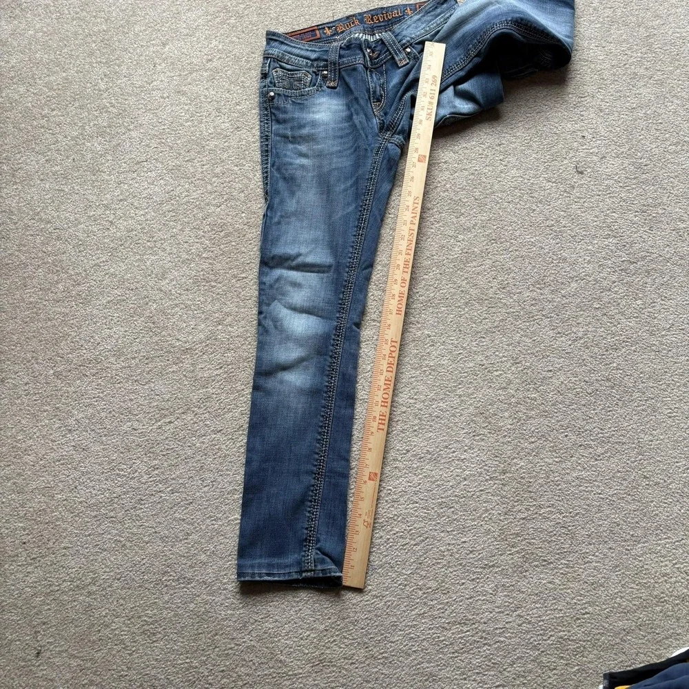 Rock Revival Jeans Womens 27 Blue Debbie‎ Straight Denim Embellished Pockets Y2K